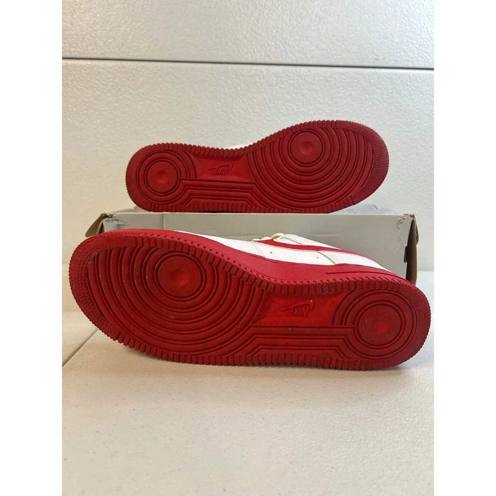 Nike Air Force 1 07 White University Red Low Sneakers Mens 10.5 #2505